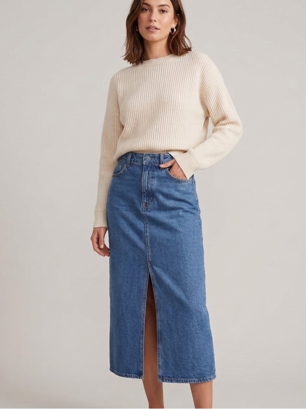 COS Sz 6 Denim Medium Wash Midi Classic Skirt